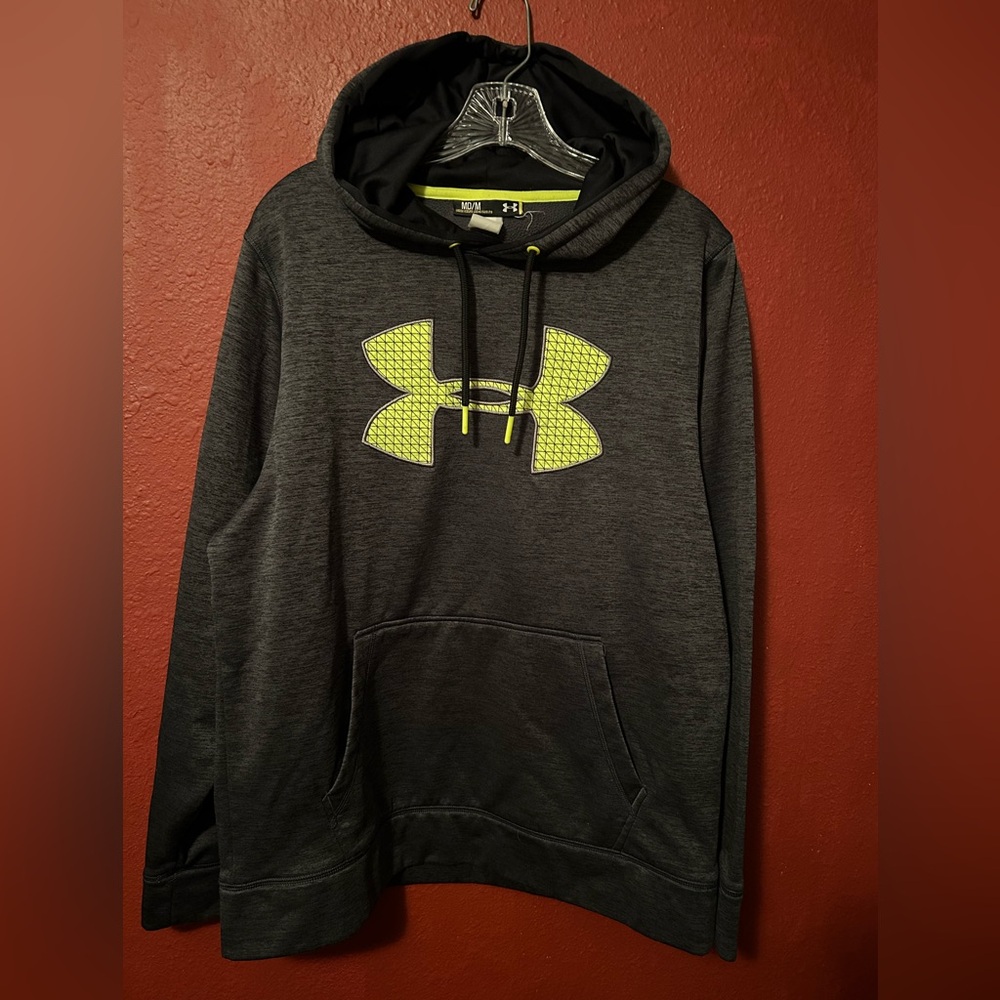 Under Armour Men's Charcoal Hoodie with Neon Logo
